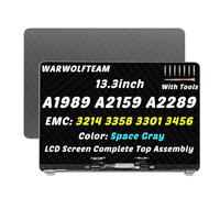 WARWOLFTEAM 13.3in Screen Replacement for MacBook Pro A2159 A2289 A1989 A2251 EMC 3214 EMC 3358 EMC 3348 EMC 3456 EMC 3301 True Tone 2018 2019 2020 Retina LCD Display Assembly Kit 661-10037 (Gray)