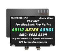 WARWOLFTEAM 14inch Compatible with MacBook Pro A3112 M4 2024 A3185 M4 2024 A3401 M4 Pro/Max 2024 EMC 8623 EMC 8894 3024 x 1964 LCD LED Screen Replacement Whole Hinge-up Assembly (Space Black)