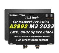 WARWOLFTEAM Compatible with MacBook Pro A2992 Retina M3 Pro/Max 2023 EMC 8407 LCD LED Screen Replacement Whole Hinge-up Assembly 14.2in 3024 x 1964(Space Black)