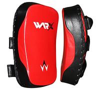 WARX 1x Cowhide Leather Muay Thai Pad for Training,Curved Kickboxing kicking strike Shield,Coaching Kick Boxing, MMA, Martial Arts, Karate, Taekwondo, Punching, Foot, Knee and Elbow Target (Red)