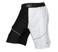 WARX Kick boxing UFC MMA Grappling Fight Short Cage Boxing, White and Black Shorts (M)