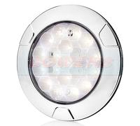 WAS W142 CHROME LED REAR ROUND HAMBURGER REVERSE LIGHT LAMP 140mm E APPROVED SVA