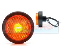 WAS W79 RR 12V 24V ROUND AMBER SIDE PUSH IN LED MARKER LAMP LIGHT + REFLECTOR
