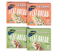 Wasa Thins Flatbread Crackers Variety 4 Pack, Rosemary & Sea Salt (Pack Of 2) & Sesame & Sea Salt (Pack Of 2), No Saturated Fat (1.5g - 2.0g Total Fat) & 0g of Trans Fat, No Cholesterol, 2.4 Lb