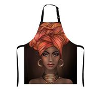 Wasach African American Woman Pretty Women Bib with Adjustable Neck for Men Women,Suitable for Home Kitchen Cooking Waitress Chef Grill Bistro Baking BBQ