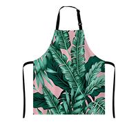 Wasach Banana Leaf Apron, Tropical green leaves,Adjustable Neck Bib for Men Women,Suitable for Kitchen Cooking Waitress Chef