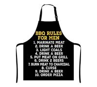 Wasach Barbeque Rules For Men BBQ Cooking Funny Novelty Apron,Adjustable Neck Bib for Men Women,Suitable for Kitchen Cooking Waitress Chef