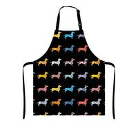 Wasach Colorful Dogs Apron,Dachshund Bib with Adjustable Neck for Men Women,Suitable for Home Kitchen Cooking Waitress Chef Grill Bistro Baking BBQ