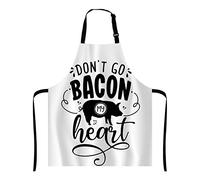 Wasach Don't go bacon my heart Bib with Adjustable Neck for Men Women,Suitable for Home Kitchen Cooking Waitress Chef Grill Bistro Baking BBQ
