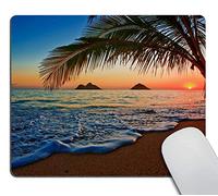 Wasach Hawaiian Mouse Pad, Pacific Sunrise at Lanikai Beach, Hawaii Colorful Sky Wavy Ocean Surface Scene,Customized Rectangle Non-Slip Rubber Mousepad Gaming Mouse Pad, 9.5 X 7.9 Inches