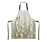 Wasach Herbs and wild flowers Apron Home Kitchen Waterproof Cooking Baking Gardening for Women Men