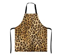 Wasach Leopard Print Apron,Adjustable Neck Bib for Men Women,Suitable for Kitchen Cooking Waitress Chef