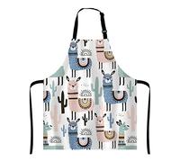 Wasach llama Apron, Cute animal alpaca with cactus Bib with Adjustable Neck for Men Women,Suitable for Home Kitchen Cooking Waitress Chef Grill Bistro Baking BBQ
