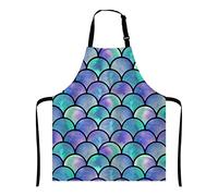 Wasach Mermaid Scale Apron, Watercolor Rainbow Scales of Mermaid,Adjustable Neck Bib for Men Women,Suitable for Kitchen Cooking Waitress Chef
