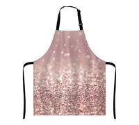 Wasach Rose Gold Rainbow Glitter Bib Apron with Adjustable Neck for Men Women,Suitable for Home Kitchen Cooking Waitress Chef Grill Bistro Baking BBQ Apron