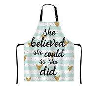 Wasach She Believed She Could So She Did Inspirational Quotes Apron,Adjustable Neck Bib for Men Women,Suitable for Kitchen Cooking Waitress Chef