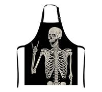 Wasach Skull Human Skeleton Apron,Human Skeleton Posing,Adjustable Neck Bib for Men Women,Suitable for Kitchen Cooking Waitress Chef