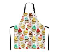 Wasach Yummy Colored Cupcakes Apron, Cute Cupcake Pattern, Sweet Dessert Apron,Adjustable Neck Bib for Men Women,Suitable for Kitchen Cooking Waitress Chef