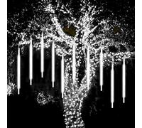 WASAGA Meteor LED Rain Lights - 20 Tubes 960 LEDs (2 Pack) 50cm Christmas Icicle Drop Snow Light for Wedding Party New Year Garden Tree Home Decor (White Lights)