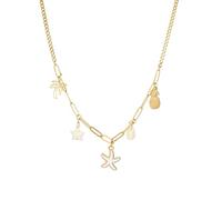 WASAIE Boho Summer Starfish Sea Shells Coconut Tree Pineapple Pendant Charms Necklace For Women, Seashore Ocean Holiday Stainless Steel Chain Surfer Jewelry Choker Necklace Adjustable