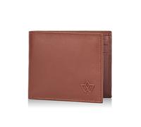 WASAMA Slim Leather Wallet for Men Black, Brown, Vintage Brown | Bi-fold, Coin Pocket, Minimalist | RFID Protection | The Space Saver 1 - Cognac Rich Brown