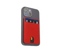 WASAMA Unisex Leather Stick-on Card Holder Colours Available | Multiple Card Slots, for iPhone or Android case | RFID Protection | The Handy (Plain, Fire Engine Red, Compact 2 Card)