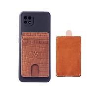 WASAMA Unisex Leather Stick-on Card Holder Colours Available | Multiple Card Slots, for iPhone or Android case | RFID Protection | The Handy (Crocodile, Caramel Crunch Brown, Regular 3 Card)