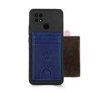 WASAMA Unisex Leather Stick-on Card Holder Colours Available | Multiple Card Slots, for iPhone or Android case | RFID Protection | The Handy (Plain, Denim Dreams Blue, Regular 3 Card)