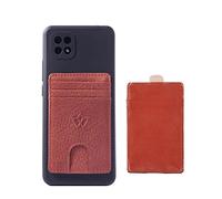 WASAMA Unisex Leather Stick-on Card Holder Colours Available | Multiple Card Slots, for iPhone or Android case | RFID Protection | The Handy (Weave, Burnt Crimson Red, Regular 3 Card)