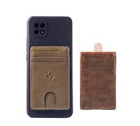 WASAMA Unisex Leather Stick-on Card Holder Colours Available | Multiple Card Slots, for Phone case | RFID Protection | The Handy | Weave | Secret Meadow Green