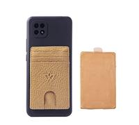 WASAMA Unisex Leather Stick-on Card Holder Colours Available | Multiple Card Slots, for Phone case | RFID Protection | The Handy | Weave | Sand Castle Yellow