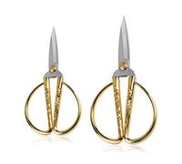 Wasan Gold Plated Dragon and Phoenix Relief Design Bonsai Scissors, Chinese Shears Household Traditional Scissors for Sewing, Art Craft, Food Paper Cutting - 2 Packs (5" and 6")