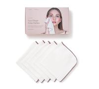 Waschies Ultra-Fine Face Cloths - Pack of 5 in Brown/White - Soft, Absorbent Towels for Gentle Drying - Minimise Irritation & Bacterial Spread - Washable, Reusable & Eco-Friendly - For All Skin Types