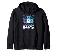 WASD It's What Moves Me Funny Retro PC Gaming Men Women Zip Hoodie