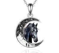 Wasee Black Cat/Bat/Butterfly/Spider/Wolf Crescent Moon Chains for Women, 925 Sterling Silver, Cat Necklace, Gothic Pendant, Jewellery, Gifts for Women, Sterling Silver, No Gemstone