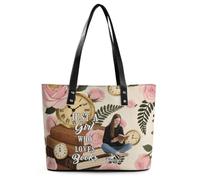 Wasetell Just A Girl Who Loves Books Personalized Photo PU Leather Bag Custom Book Lover Handbag with Name Bookish Shoulder Bag Bookworms Gift for Readers Teacher Woman Christmas Birthday,10
