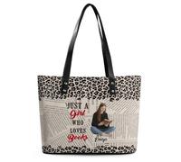 Wasetell Just A Girl Who Loves Books Personalized Photo PU Leather Bag Custom Book Lover Handbag with Name Bookish Shoulder Bag Bookworms Gift for Readers Teacher Woman Christmas Birthday,02