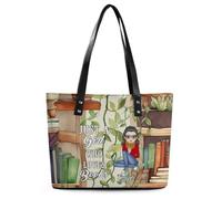 Wasetell Just A Girl Who Loves Books Personalized PU Leather Bag Custom Book Lover Handbag with Name Portrait Bookish Shoulder Bag Bookworms Gift for Readers Teacher Woman Christmas Birthday,18
