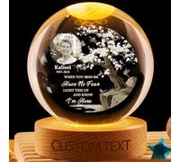 Wasetell Personalized Memorial Photo Crystal Globe Lamp Custom Loss of Loved Ones Crystal Night Light When You Miss Me Have No Fear Remembrance Keepsake Sympathy Gift for Family Birthday Christmas