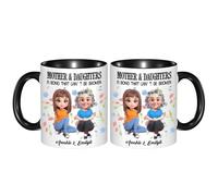 Wasetell Personalized Mother and Daughters Coffee Mug Custom Mothers Day Ceramic Cup with Portrait Name A Bond That Can't Be Broken Mug from Mom Mama Grandma Daughter Birthday Cup Gift for Christmas