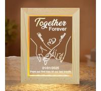 Wasetell Together Forever from Our First Kiss Till Our Last Breath Personalized Couple Name Acrylic Frame Light Custom Couple Holding Hands LED Night Light Shadow Box Gift for Couple Wife