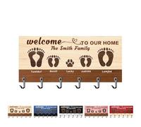 Wasetell Welcome to Our Home Personalized Family Key Holder Custom Name Wall Mounted Key Hanger for Entryway Hallway Home Decor Organizer Hanger Birthday Wedding Housewarming Gifts for Family Couple