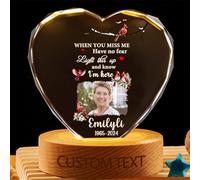 Wasetell When You Miss Me Have No Fear Light This Up and Know I'm Here Personalized Memorial Photo Crystal Lamp Custom Loss of Loved Ones Crystal Night Light Sympathy Gift for Family Christmas