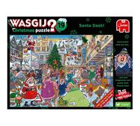 Wasgij Christmas 19, Santa Dash - 2 x 1000 Piece Adults Puzzles - Festive Fun Set of 2 Adults Jigsaw Puzzles - 100% Recycled Cardboard - 2 in 1, 1000pc Puzzle Set with Box Image Puzzle - Jumbo