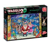 Wasgij Christmas 17, Elf Inspection - 2 x 1000 Piece Puzzles, Festive Fun Brainteasing Set of 2 Adults Jigsaw Puzzles - 100% Recycled Cardboard, 2 in 1 1000pc Puzzle Set with Box Image Puzzle, Jumbo