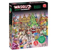 Wasgij Christmas Puzzle Advent Calendar 2025, Reindeer Rumpus! - Daily Puzzle Set, 24 Days of Puzzles, 54-Piece Brainteasing Adult Jigsaws -100% Recycled Cardboard Adults Jigsaw - Festive Countdown