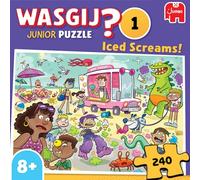 Wasgij Junior 1, Iced Screams! - 240 Piece Kids Jigsaw Puzzle - Fun, Colourful & Brainteasing 240Pc Children's Puzzles - 100% Recycled Cardboard Jigsaws - Birthday Presents Age 8 +