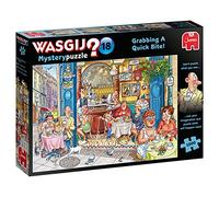 Wasgij Mystery 18, Grabbing a Quick Bite - 1000 Piece Jigsaw Puzzles for Adults - Fun, Challenging & Brainteasing Adults Jigsaw Puzzle - Uncover the Puzzle, 100% Recycled Cardboard, 1000pcs, Jumbo
