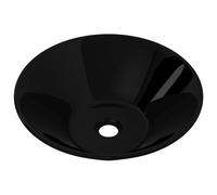 vidaXL Ceramic Bathroom Sink Basin Black Round Above Counter Washroom Fixture