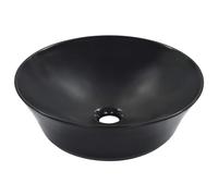 Wash Basin Black Ceramic 41×12.5cm Above Counter Round Vessel Modern Gloss Sink
